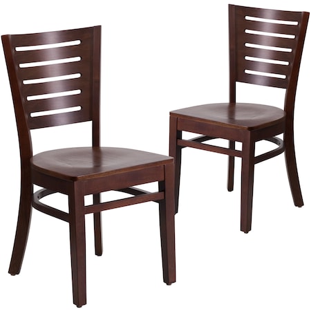 Flash Furniture Darby Series Slat Back Walnut Wood Restaurant Chair, PK2 2-XU-DG-W0108-WAL-WAL-GG